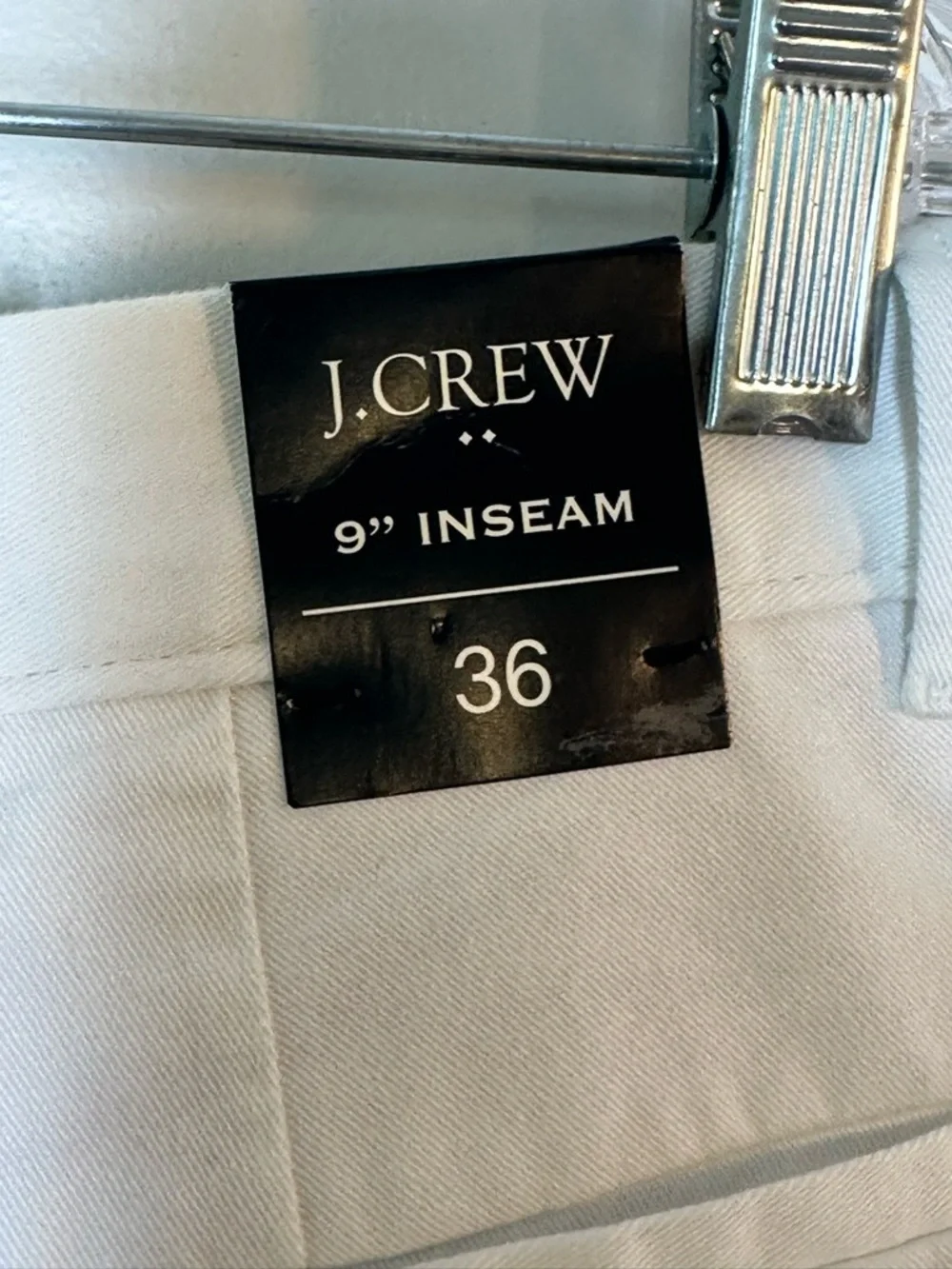 NEW J. Crew Cotton Flat Front 9” Inseam Preppy White Shorts, Size 36